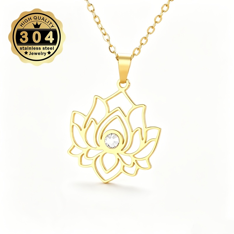 Elegant Women's Necklace with Hollow-Out Lotus Design